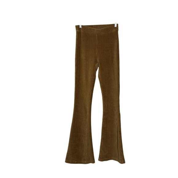 Aerie Golden Brown Corduroy Flare Pants S Long High Waisted Stretchy Comfortable - Picture 1 of 11